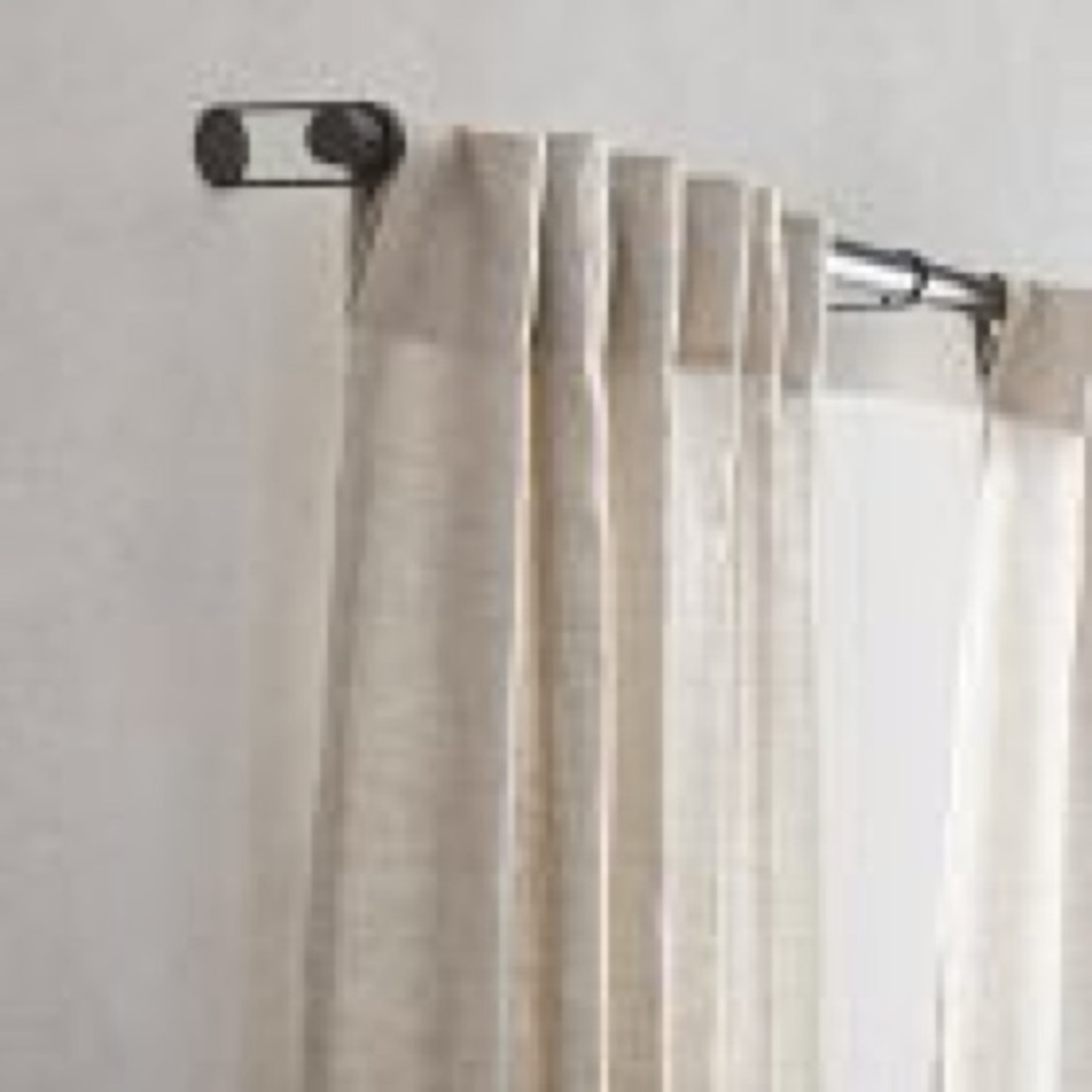 West Elm European Set Flax Linen & Luster Velvet Two Tone Window Curtain Panel - Picture 3 of 9